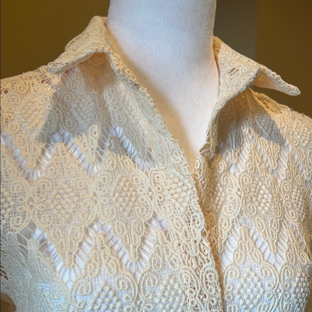 Cream Crochet Coverup, Blouse - Picture 2 of 8